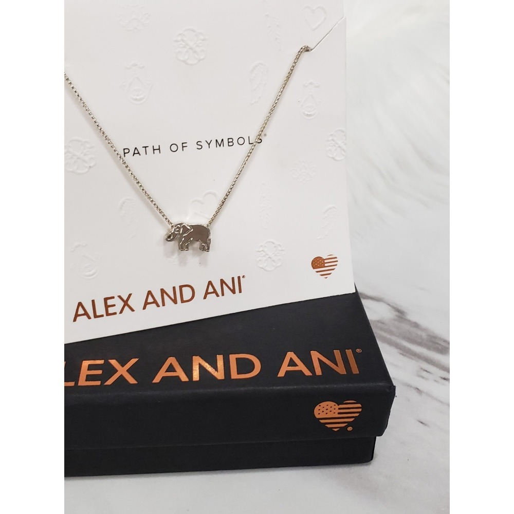 NEW Alex & Ani Sterling Silver 18" ADJUSTABLE Elephant Necklace .925